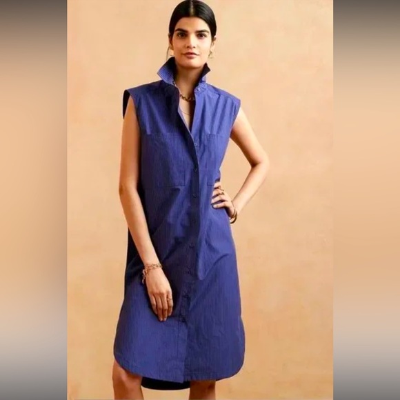 Banana Republic Dresses & Skirts - Banana Republic- Sleeveless Poplin Shirtdress - Preppy Navy-- size medium